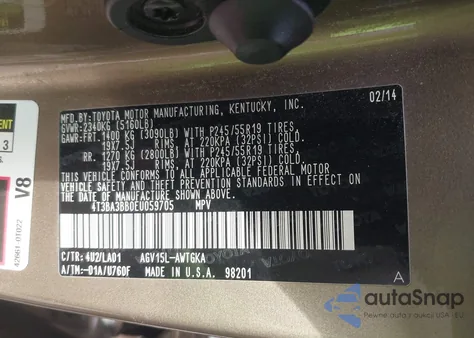 2014 Toyota Venza Xle z USA, uszkodzony, nr VIN 4T3BA3BB0EU059705